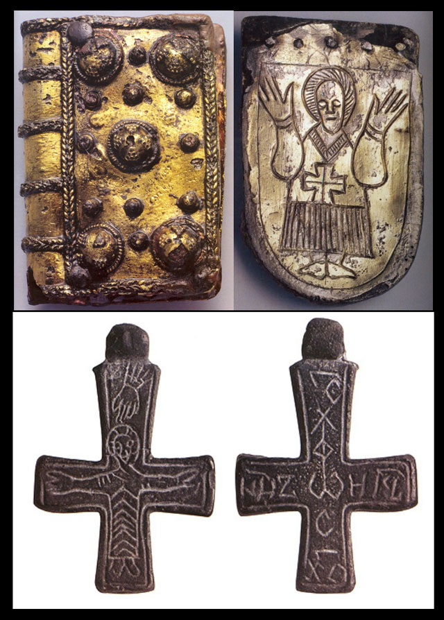 Artefakty s křesťanskými náměty – nálezy z velkomoravských archeologických lokalit.